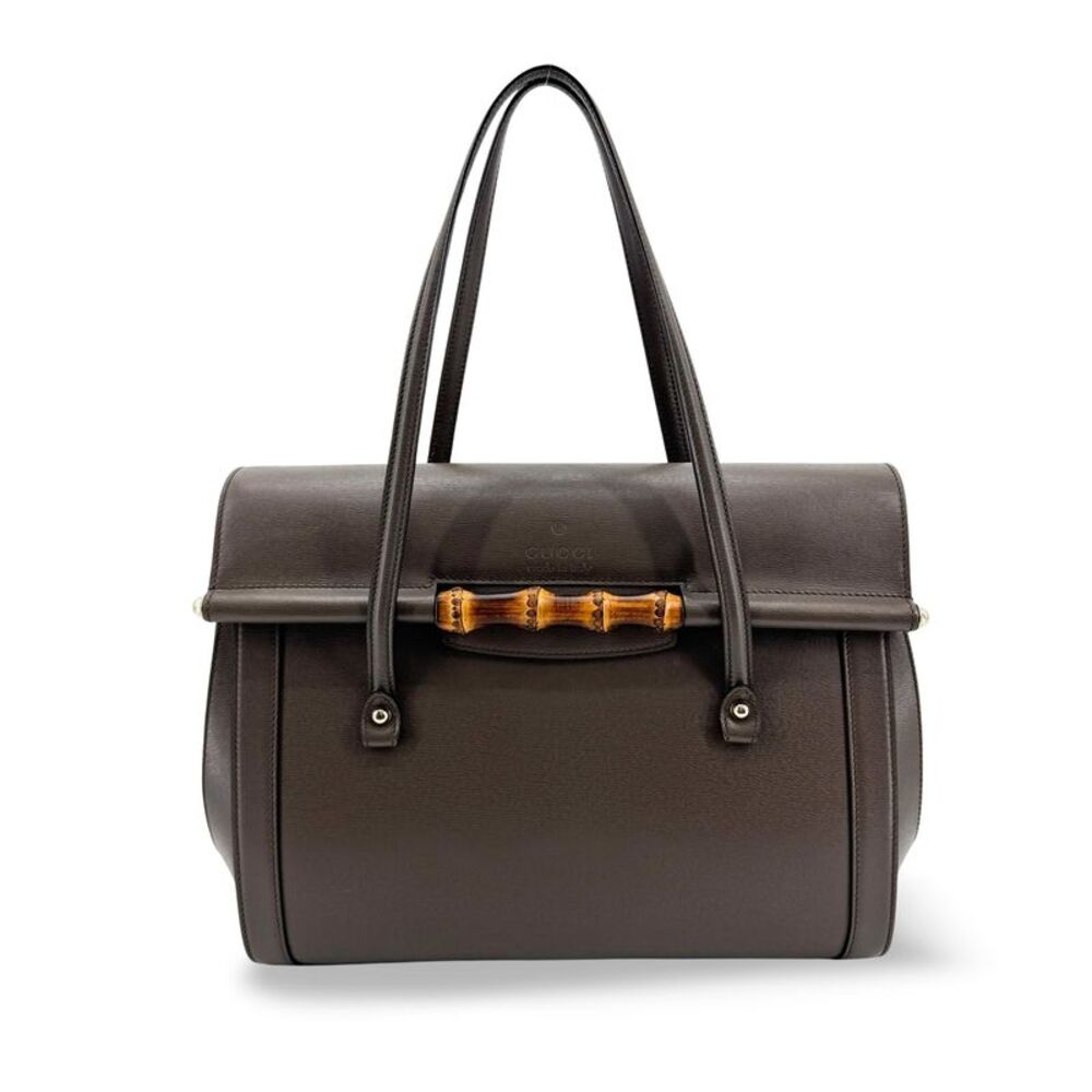 Gucci Bamboo Bullet Top Handle Leather Brown Leather Handbag
